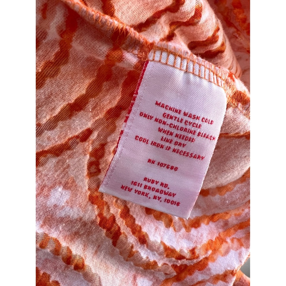 Ruby Rd Womens Orange Circle Print Tie Front Cardigan 3/4‎ Sleeve Knit Top Large - Picture 12 of 13
